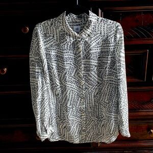 Cabi Black and White Long Sleeve Blouse